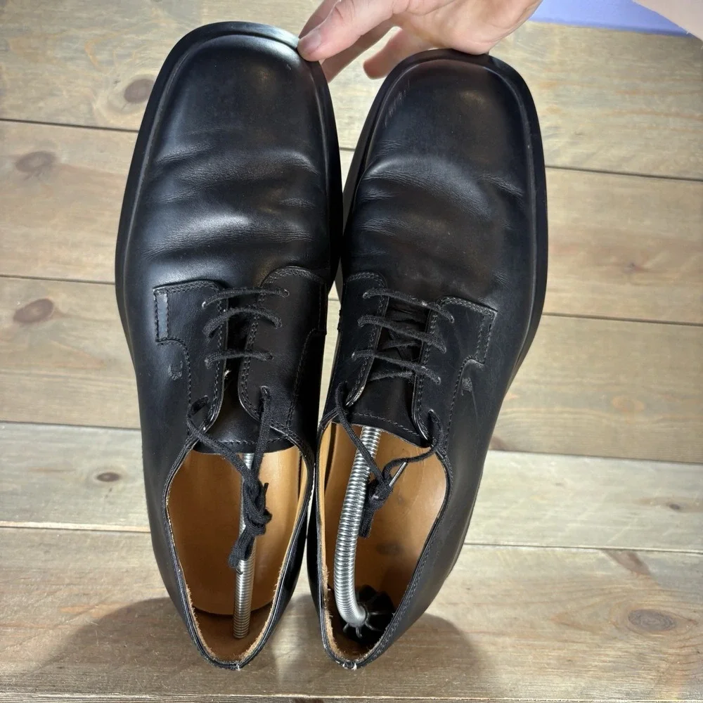 tods mens size 11.5 shoes black leather lace up dress work travel oxfords